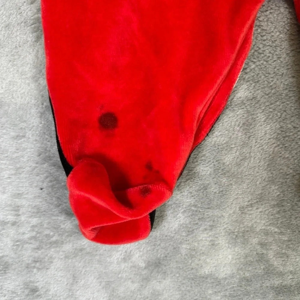 Vintage Carters Baby Santa Claus Velour Footed Sleeper Red White 3 Months